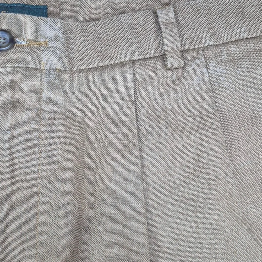 Dockers Pleated Pants Mens‎ 40x30 Brown Linen Cotton Relaxed Fit Cuffed